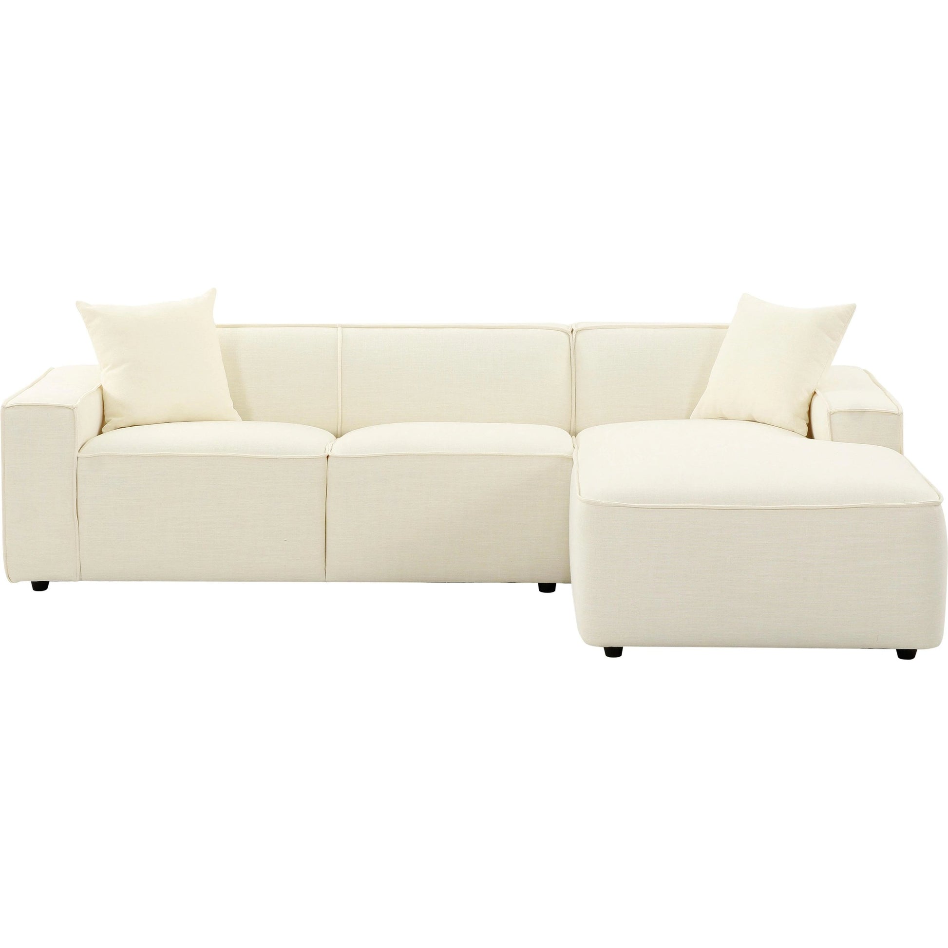 Olafur Linen Sectional by TOV Furniture in cream. Made from linen, wood in a modern style.