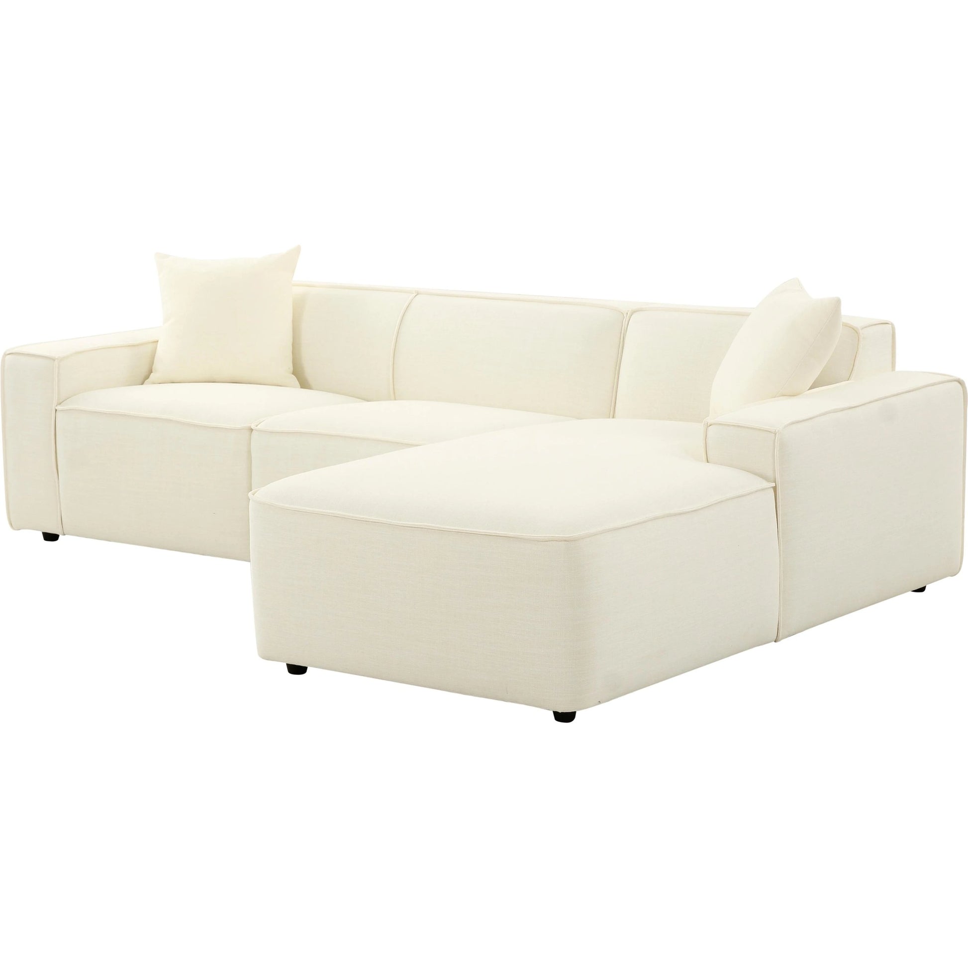 Olafur Linen Sectional by TOV Furniture in cream. Made from linen, wood in a modern style.