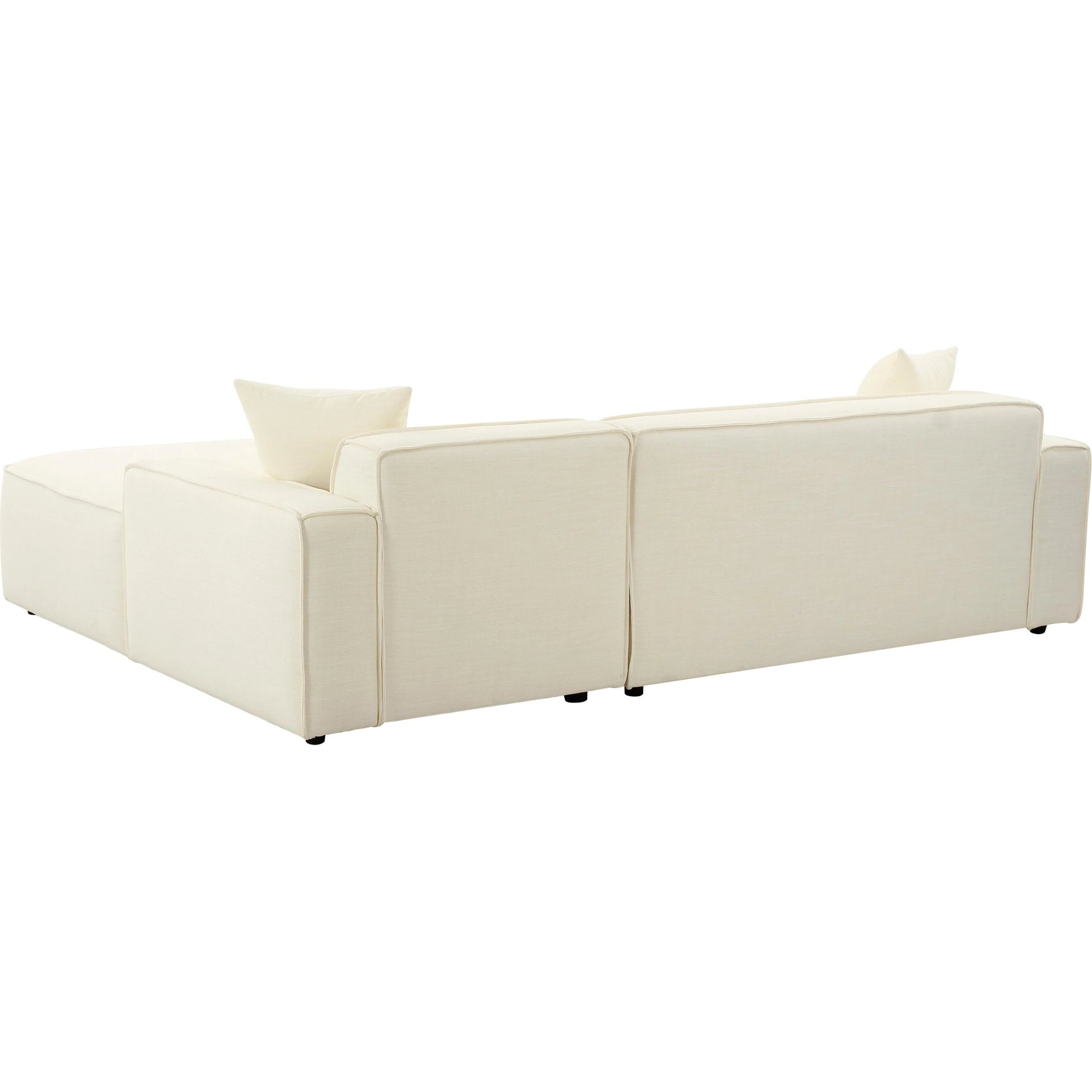 Olafur Linen Sectional by TOV Furniture in cream. Made from linen, wood in a modern style.