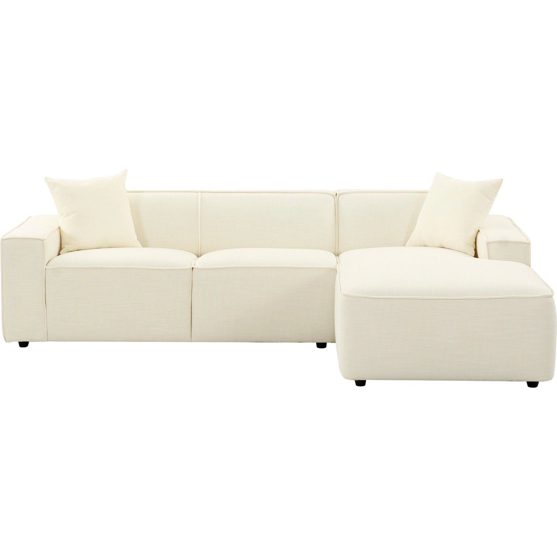 Olafur Linen Sectional by TOV Furniture in cream. Made from linen, wood in a modern style.