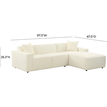 Olafur Linen Sectional by TOV Furniture in cream. Made from linen, wood in a modern style.