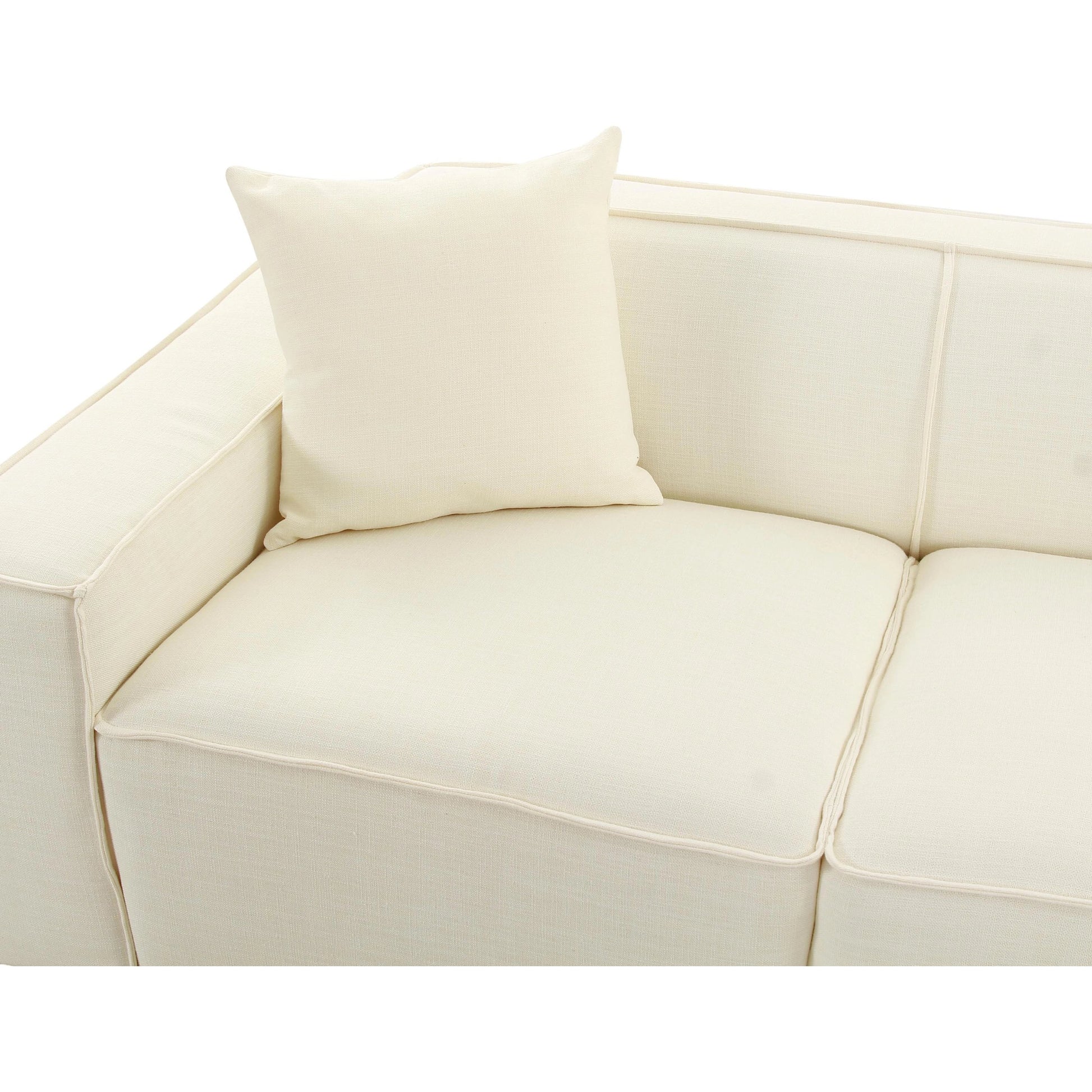 Olafur Linen Sectional by TOV Furniture in cream. Made from linen, wood in a modern style.