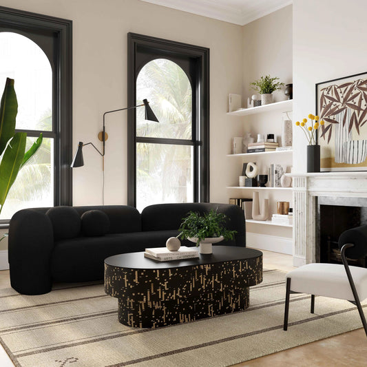 Amelie Faux Fur Sofa by TOV Furniture. Made from faux fur, wood in a modern style.