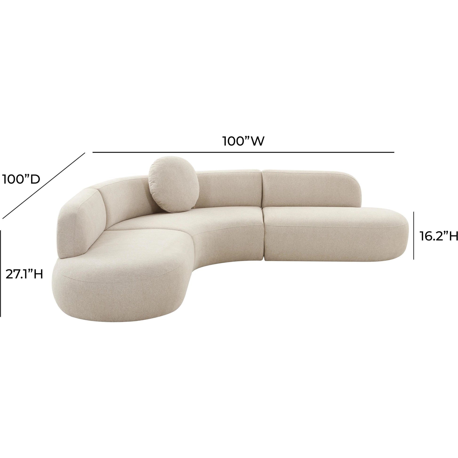 Broohah Linen Sectional by TOV Furniture in beige. Made from linen, wood in a modern style.