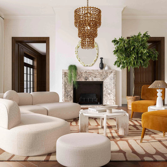 Broohah Linen Sectional by TOV Furniture in beige. Made from linen, wood in a modern style.