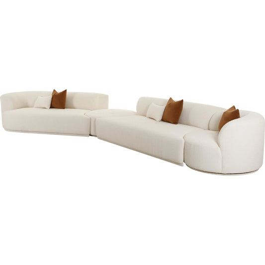 Fickle Boucle 4-Piece Modular Sectional by TOV Furniture in cream. Made from boucle, wood in a modern style.