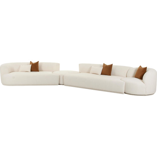 Fickle Boucle 4-Piece Modular Sectional by TOV Furniture in cream. Made from boucle, wood in a modern style.