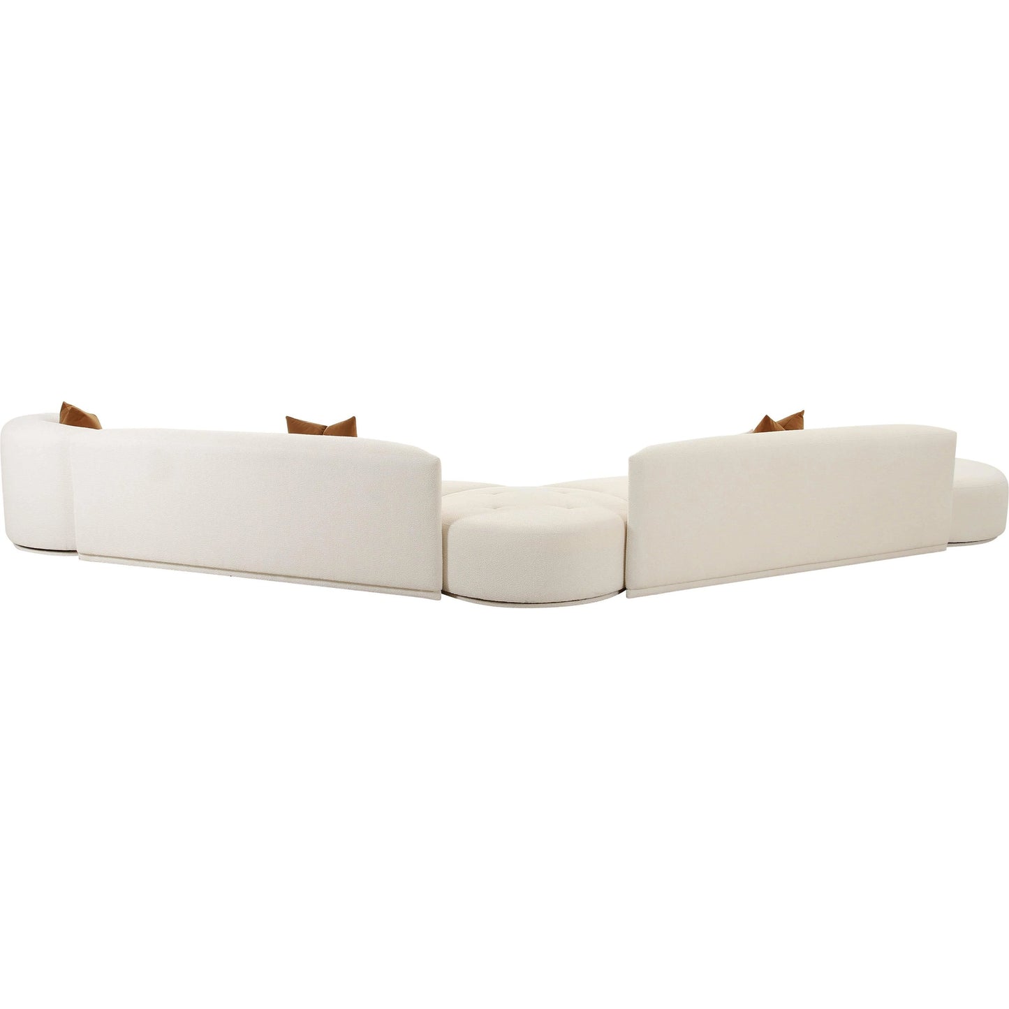 003 SI-2107351 | Additional Silo | Fickle Boucle 5-Piece Modular Chaise Sectional by TOV Furniture in cream. Made from boucle, wood in a modern style.