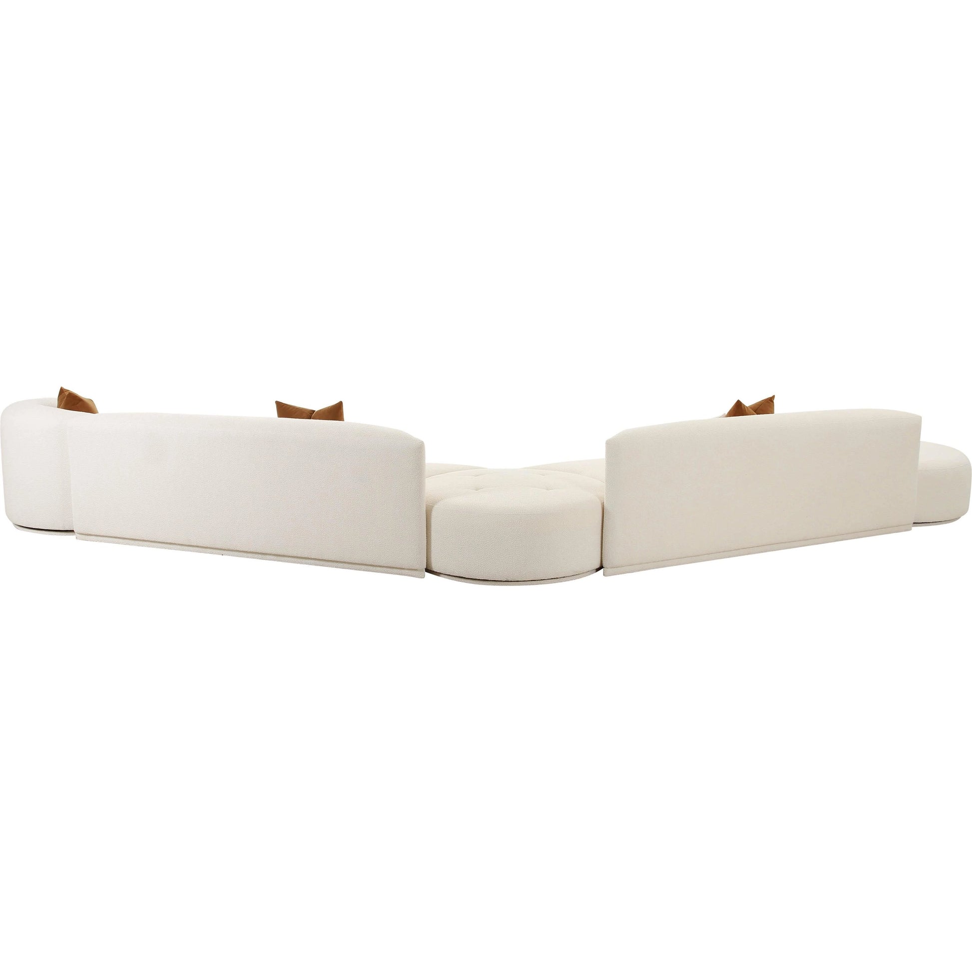 Fickle Boucle 5-Piece Modular Chaise Sectional by TOV Furniture in cream. Made from boucle, wood in a modern style.