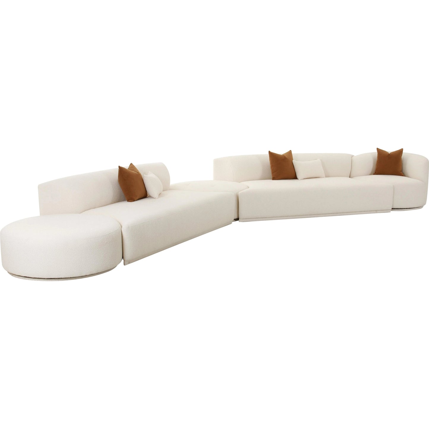 001 SI-2107351 | Primary Silo | Fickle Boucle 5-Piece Modular Chaise Sectional by TOV Furniture in cream. Made from boucle, wood in a modern style.