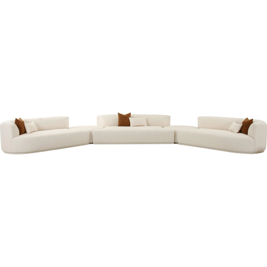 Fickle Boucle 5-Piece Modular Sectional by TOV Furniture in cream. Made from boucle, wood in a modern style.