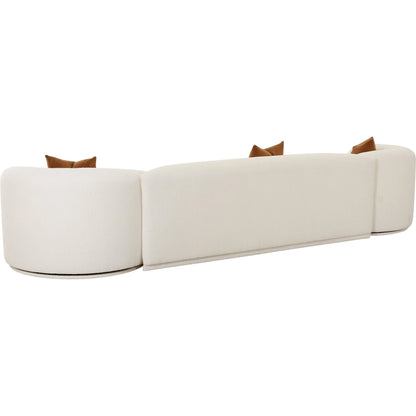 Fickle Boucle 3-Piece Modular Sofa by TOV Furniture in cream. Made from boucle, wood in a modern style.
