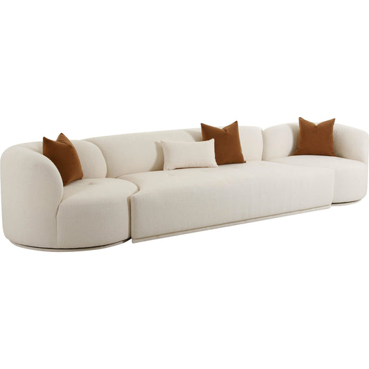 Fickle Boucle 3-Piece Modular Sofa by TOV Furniture in cream. Made from boucle, wood in a modern style.