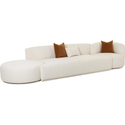 Fickle Boucle 3-Piece Chaise Modular Sofa by TOV Furniture in cream. Made from boucle, wood in a modern style.