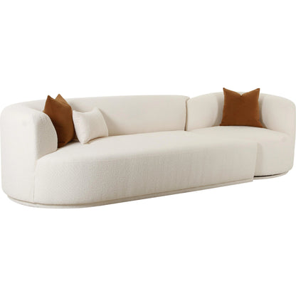 Fickle Boucle 2-Piece Modular Sofa by TOV Furniture in cream. Made from boucle, wood in a modern style.