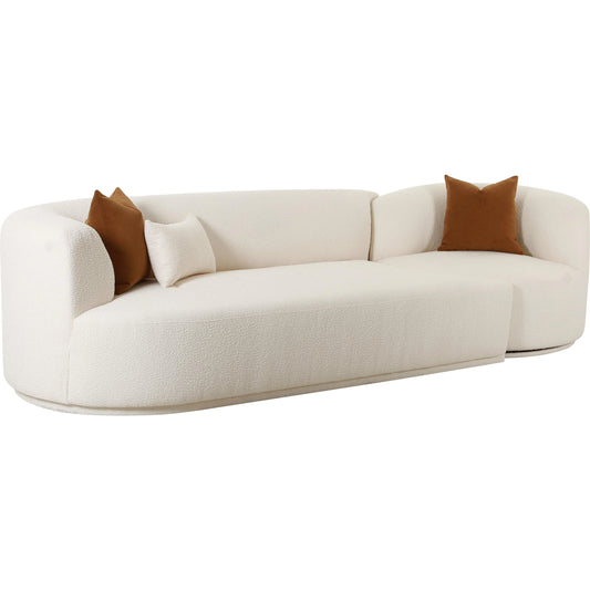 Fickle Boucle 2-Piece Modular Sofa by TOV Furniture in cream. Made from boucle, wood in a modern style.
