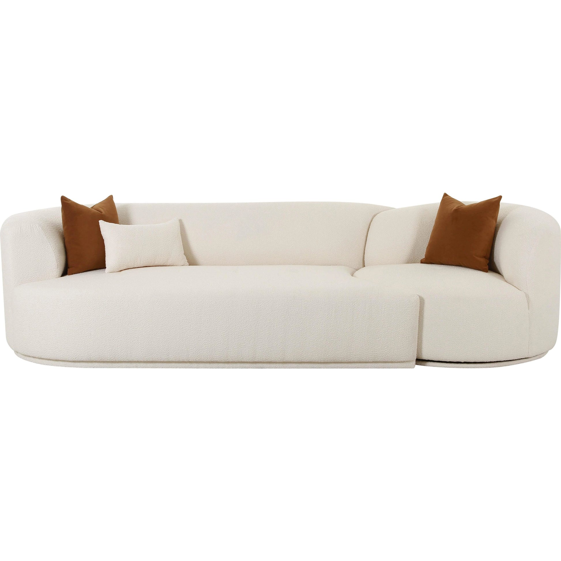 Fickle Boucle 2-Piece Modular Sofa by TOV Furniture in cream. Made from boucle, wood in a modern style.