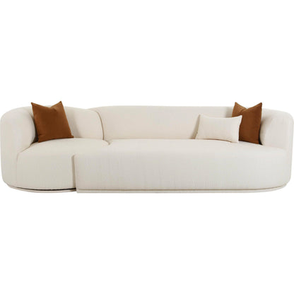 Fickle Boucle 2-Piece Modular Sofa by TOV Furniture in cream. Made from boucle, wood in a modern style.