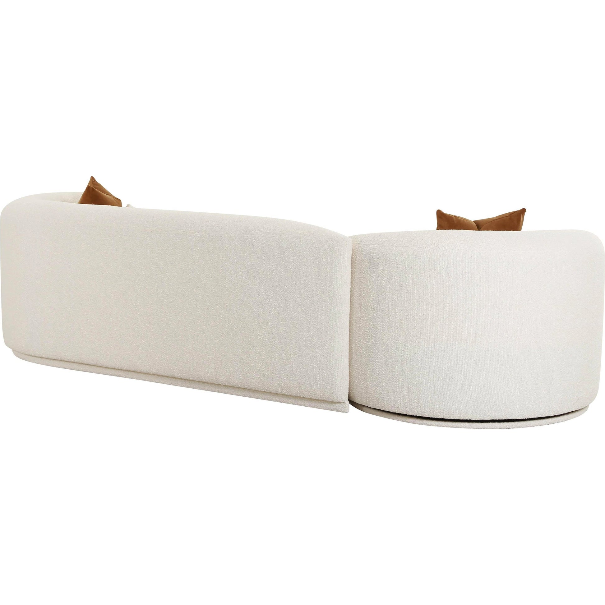 Fickle Boucle 2-Piece Modular Sofa by TOV Furniture in cream. Made from boucle, wood in a modern style.