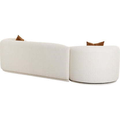 Fickle Boucle 2-Piece Modular Sofa by TOV Furniture in cream. Made from boucle, wood in a modern style.