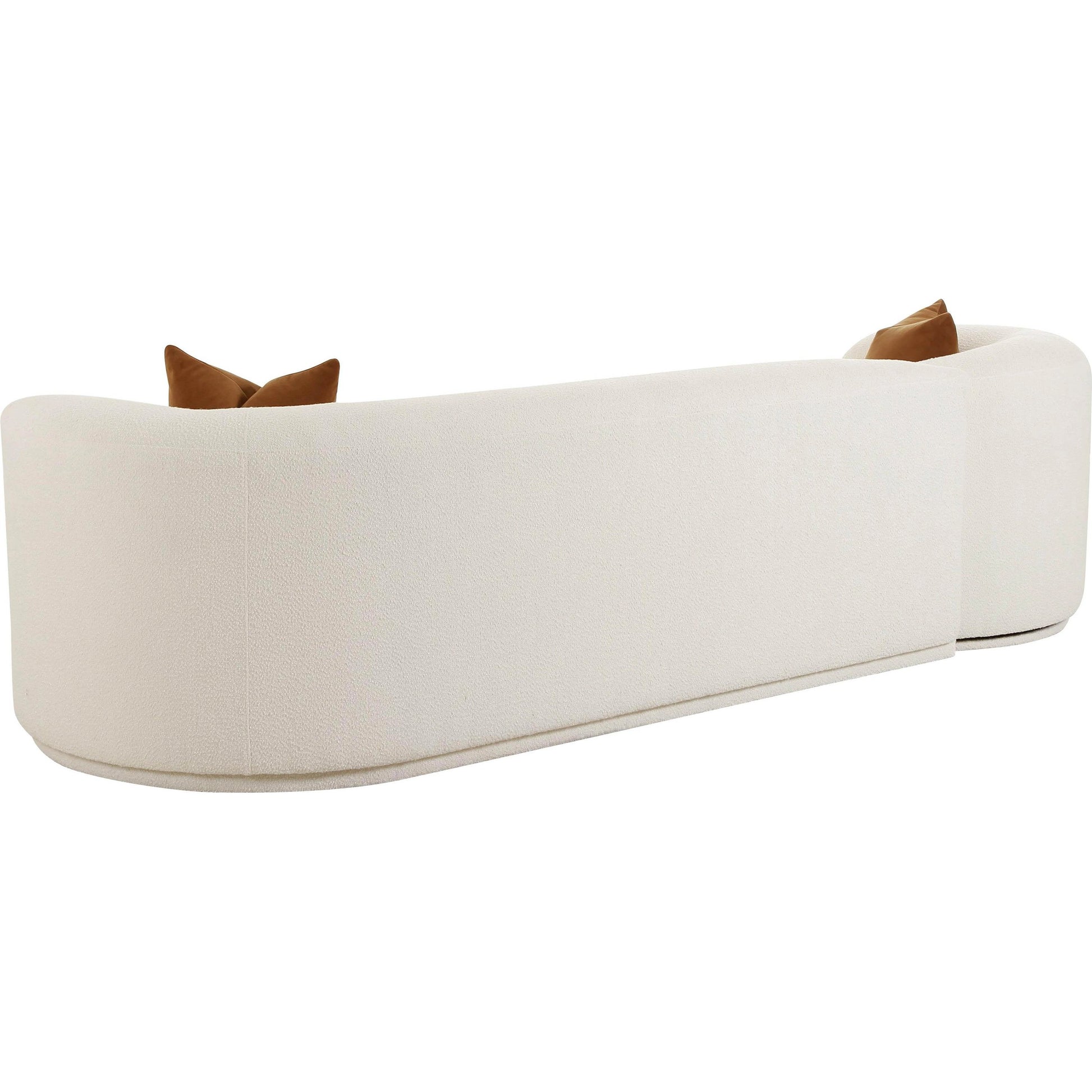 Fickle Boucle 2-Piece Modular Sofa by TOV Furniture in cream. Made from boucle, wood in a modern style.