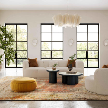 Fickle Boucle 2-Piece Modular Sofa by TOV Furniture in cream. Made from boucle, wood in a modern style.