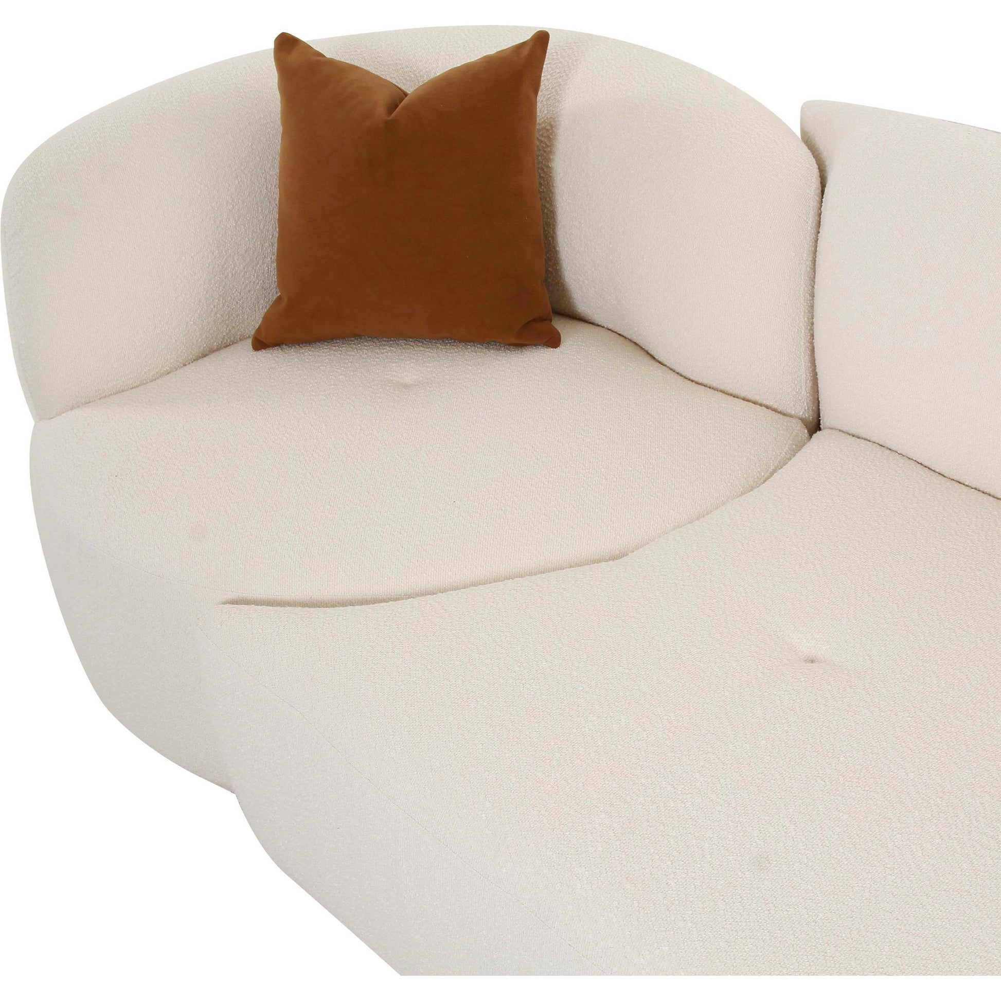 Fickle Boucle 2-Piece Modular Sofa by TOV Furniture in cream. Made from boucle, wood in a modern style.