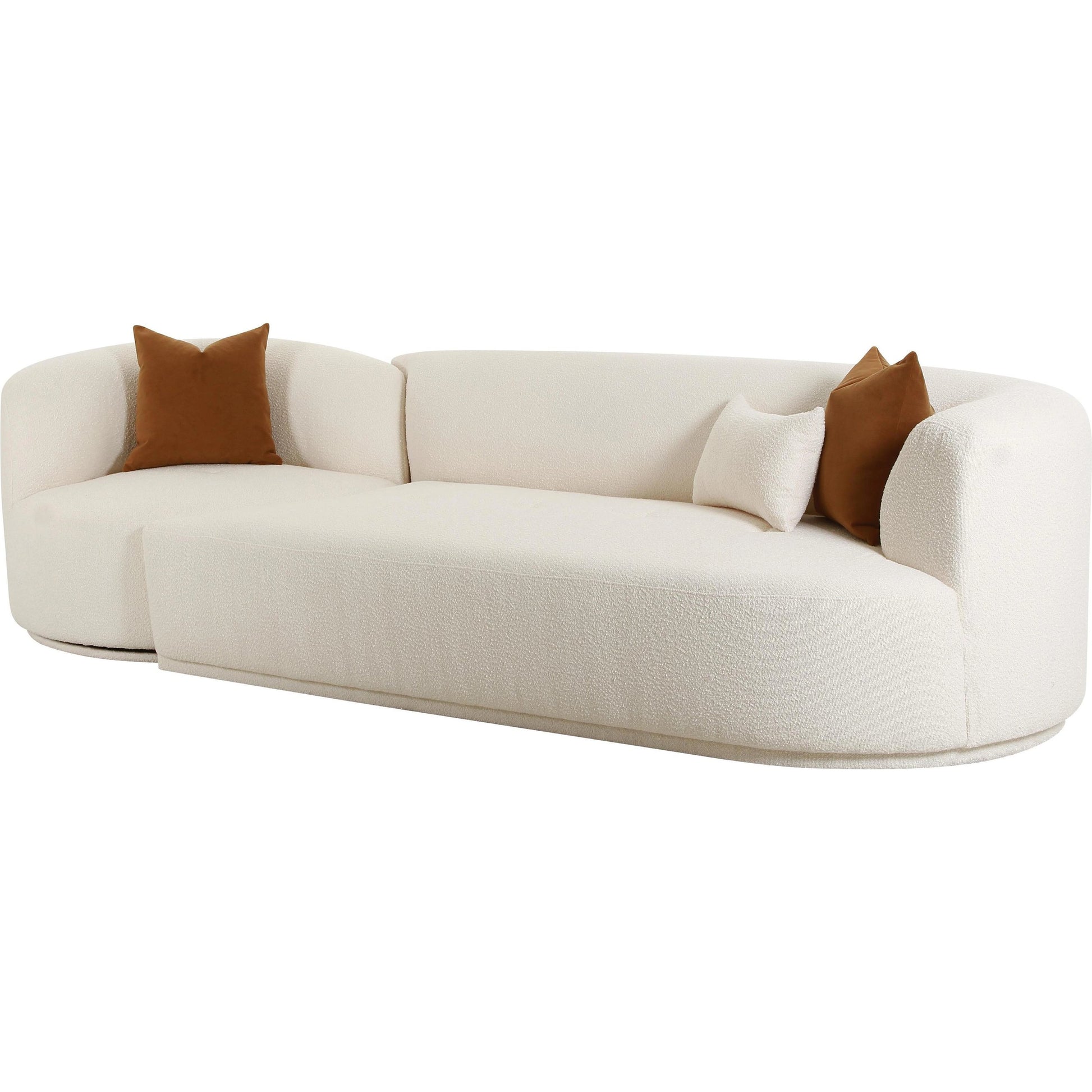 Fickle Boucle 2-Piece Modular Sofa by TOV Furniture in cream. Made from boucle, wood in a modern style.