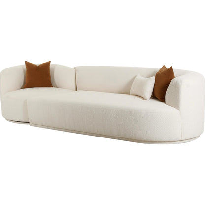 Fickle Boucle 2-Piece Modular Sofa by TOV Furniture in cream. Made from boucle, wood in a modern style.