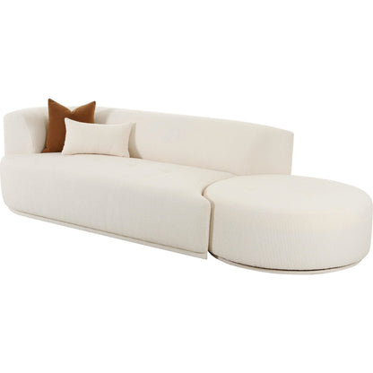 Fickle Boucle 2-Piece Chaise Modular Sofa by TOV Furniture in cream. Made from boucle, wood in a modern style.
