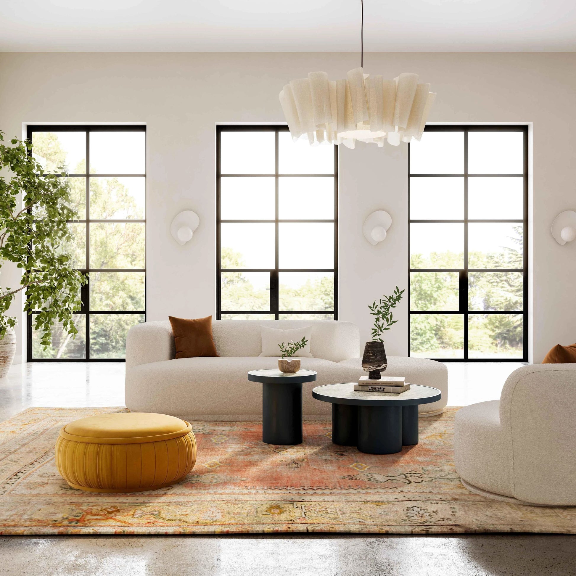Fickle Boucle 2-Piece Chaise Modular Sofa by TOV Furniture in cream. Made from boucle, wood in a modern style.