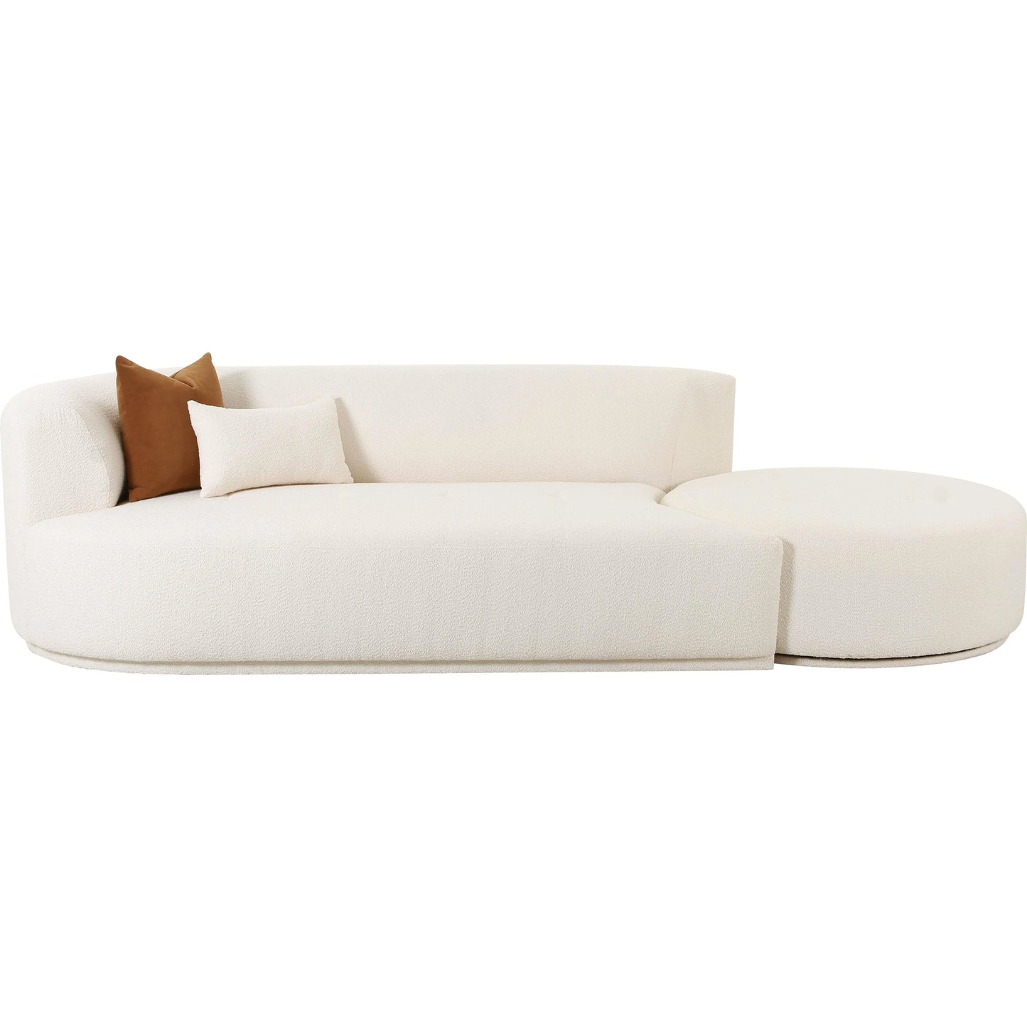 002 SI-2107342 | Additional Silo | Fickle Boucle 2-Piece Chaise Modular Sofa by TOV Furniture in cream. Made from boucle, wood in a modern style.