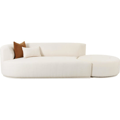 Fickle Boucle 2-Piece Chaise Modular Sofa by TOV Furniture in cream. Made from boucle, wood in a modern style.