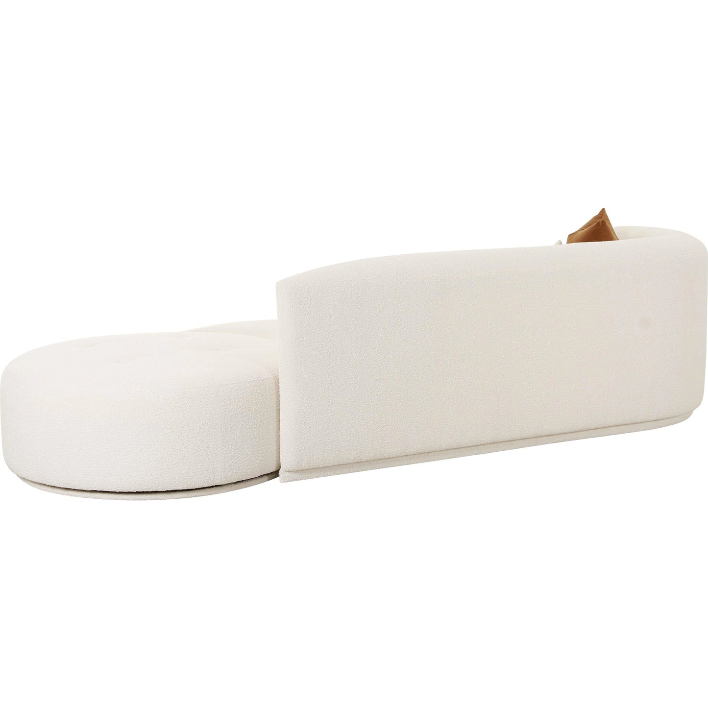 005 SI-2107342 | Additional Silo | Fickle Boucle 2-Piece Chaise Modular Sofa by TOV Furniture in cream. Made from boucle, wood in a modern style.