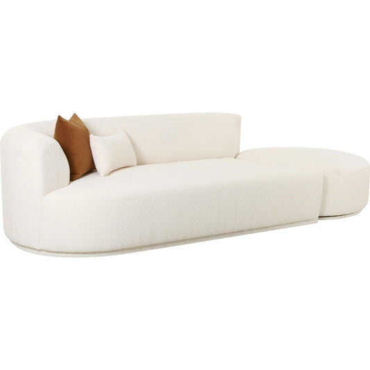 Fickle Boucle 2-Piece Chaise Modular Sofa by TOV Furniture in cream. Made from boucle, wood in a modern style.