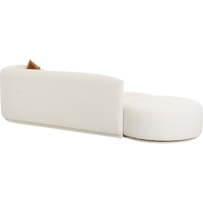 Fickle Boucle 2-Piece Chaise Modular Sofa by TOV Furniture in cream. Made from boucle, wood in a modern style.