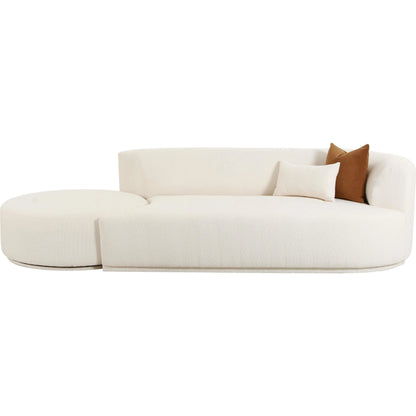 Fickle Boucle 2-Piece Chaise Modular Sofa by TOV Furniture in cream. Made from boucle, wood in a modern style.