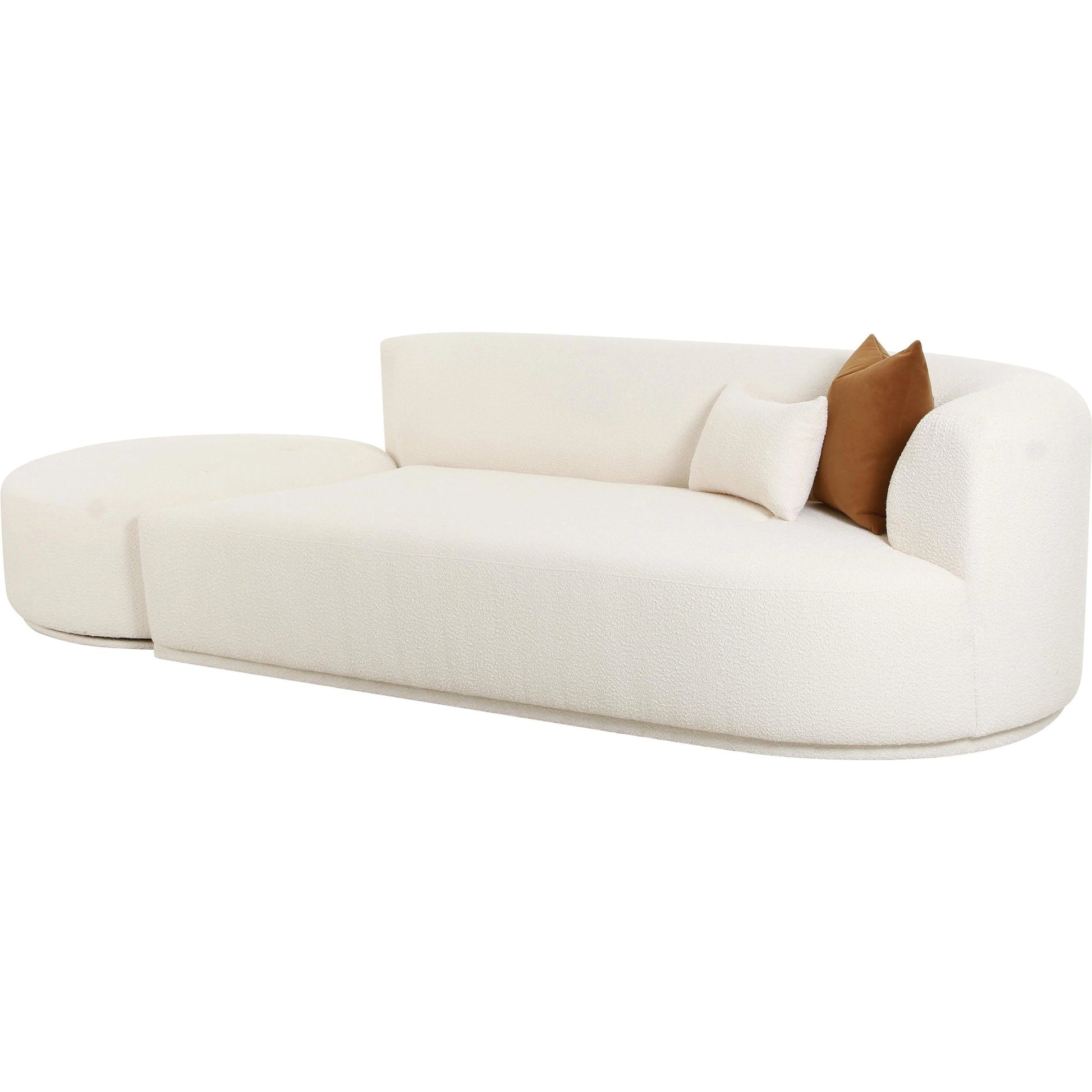 Fickle Boucle 2-Piece Chaise Modular Sofa by TOV Furniture in cream. Made from boucle, wood in a modern style.