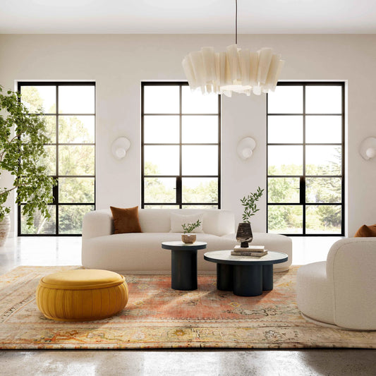 Fickle Boucle Modular Loveseat by TOV Furniture in cream. Made from boucle, wood in a modern style.
