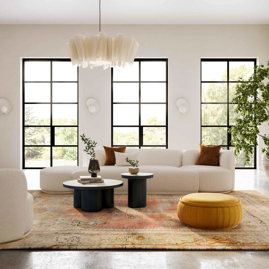 Fickle Boucle Modular Armless Loveseat by TOV Furniture in cream. Made from boucle, wood in a modern style.