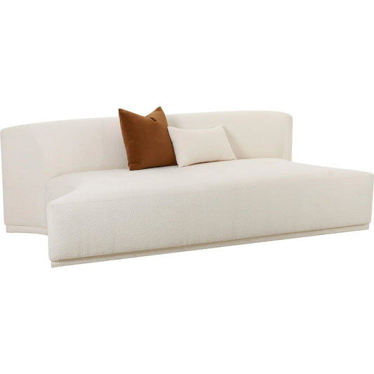 Fickle Boucle Modular Armless Loveseat by TOV Furniture in cream. Made from boucle, wood in a modern style.