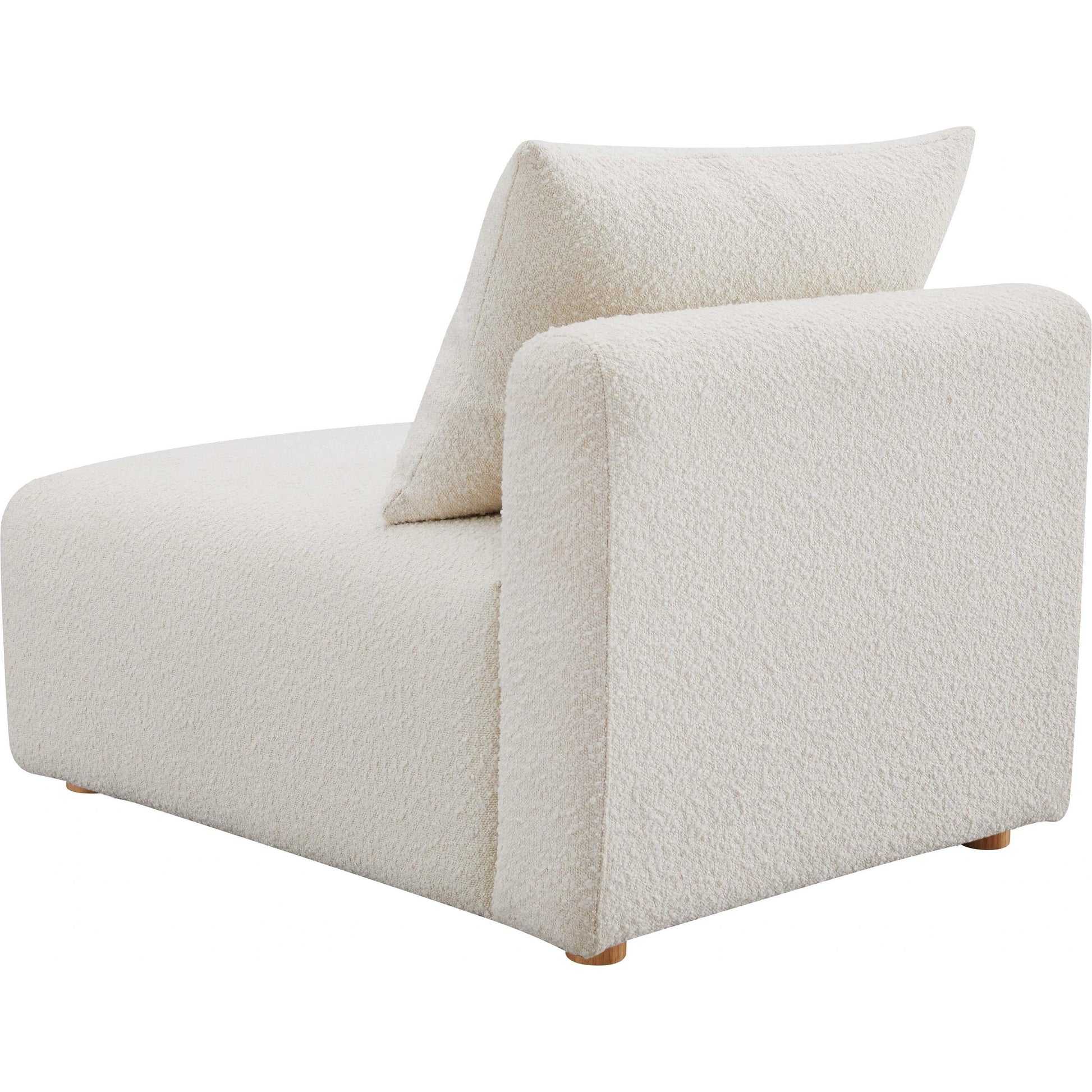 Hangover Boucle Modular Armless Chair by TOV Furniture in cream. Made from boucle, wood in a modern style.