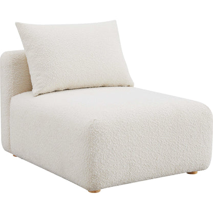 Hangover Boucle Modular Armless Chair by TOV Furniture in cream. Made from boucle, wood in a modern style.