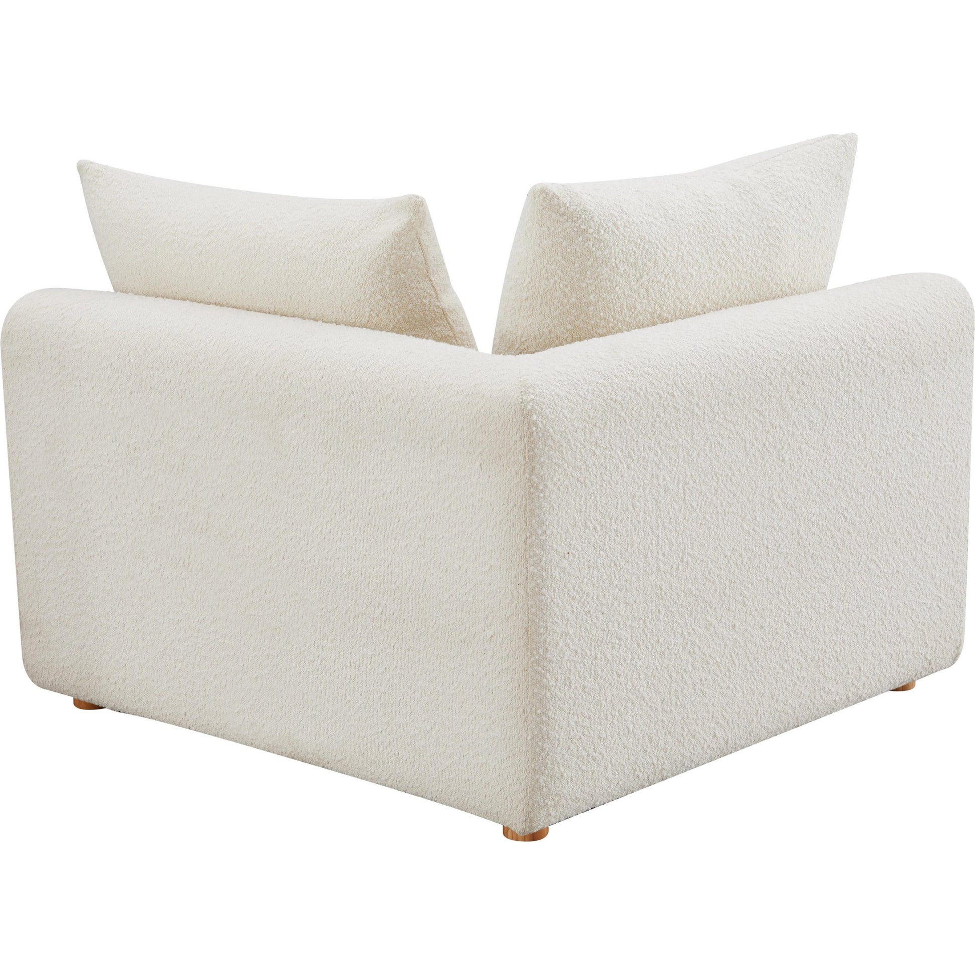 Hangover Boucle Modular Corner Chair by TOV Furniture in cream. Made from boucle, wood in a modern style.
