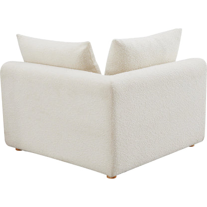 Hangover Boucle Modular Corner Chair by TOV Furniture in cream. Made from boucle, wood in a modern style.