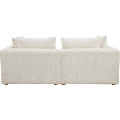 Hangover Boucle Loveseat by TOV Furniture in cream. Made from boucle, wood in a modern style.