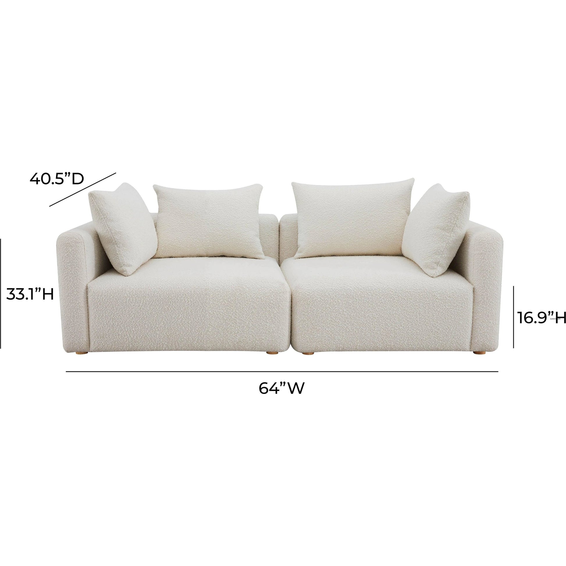 Hangover Boucle Loveseat by TOV Furniture in cream. Made from boucle, wood in a modern style.