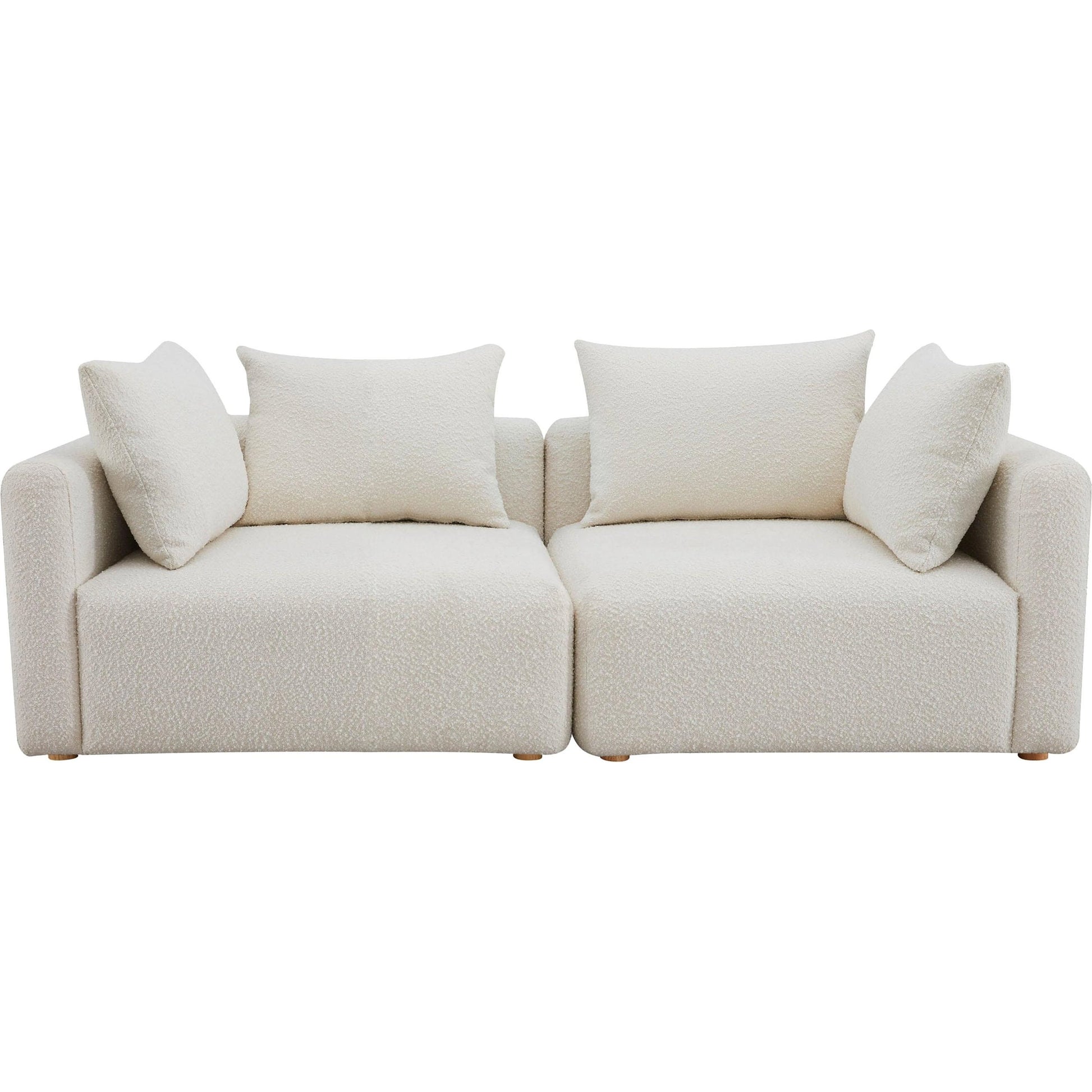 Hangover Boucle Loveseat by TOV Furniture in cream. Made from boucle, wood in a modern style.