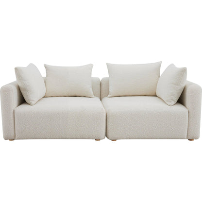 Hangover Boucle Loveseat by TOV Furniture in cream. Made from boucle, wood in a modern style.