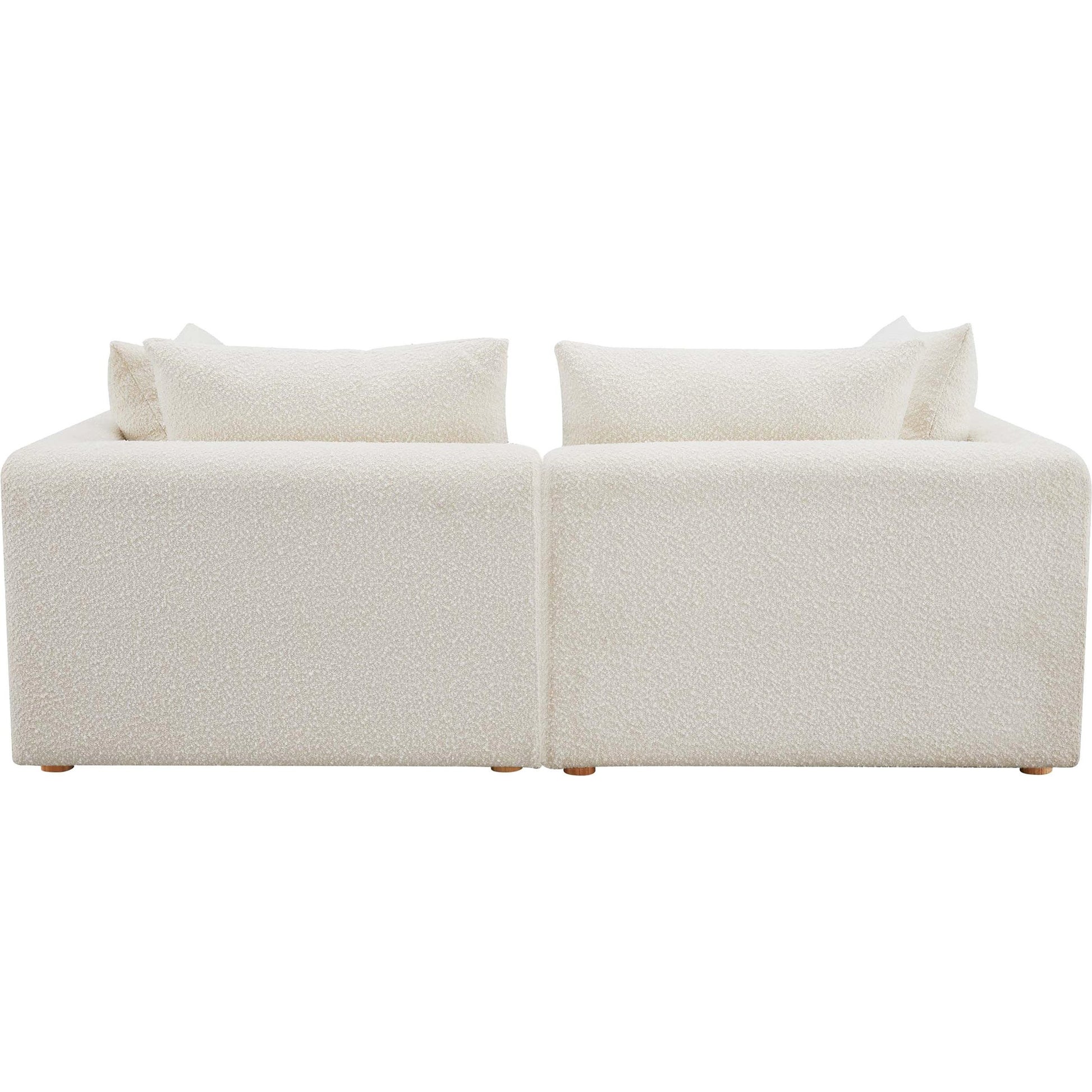 Hangover Boucle Loveseat by TOV Furniture in cream. Made from boucle, wood in a modern style.